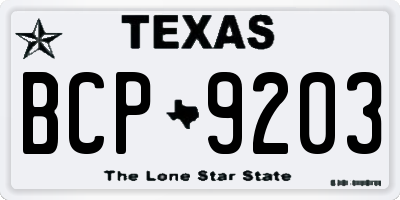 TX license plate BCP9203