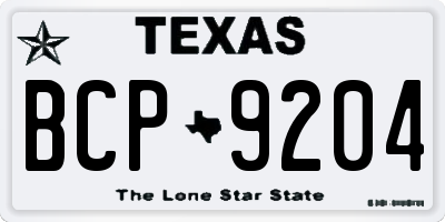 TX license plate BCP9204