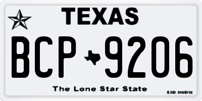 TX license plate BCP9206