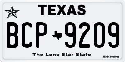 TX license plate BCP9209