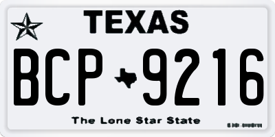 TX license plate BCP9216
