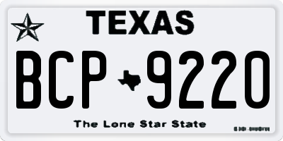 TX license plate BCP9220