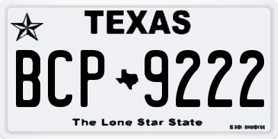 TX license plate BCP9222