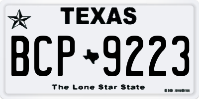 TX license plate BCP9223