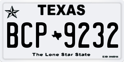 TX license plate BCP9232