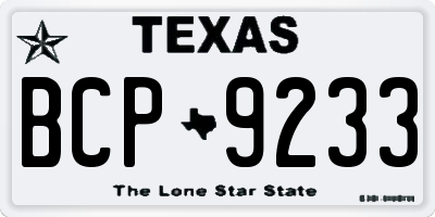 TX license plate BCP9233
