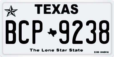 TX license plate BCP9238