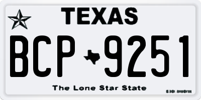 TX license plate BCP9251