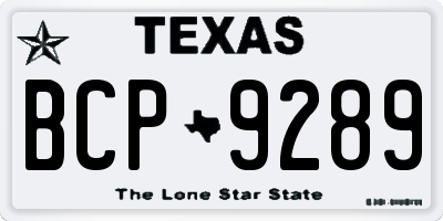 TX license plate BCP9289