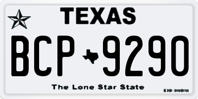 TX license plate BCP9290