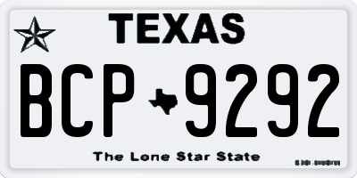 TX license plate BCP9292