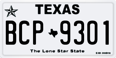 TX license plate BCP9301