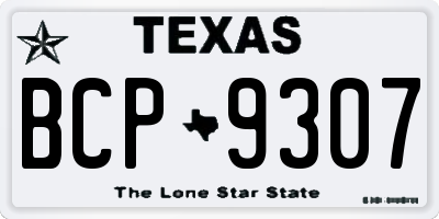 TX license plate BCP9307