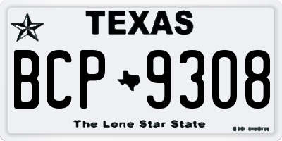 TX license plate BCP9308