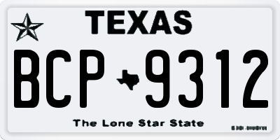 TX license plate BCP9312