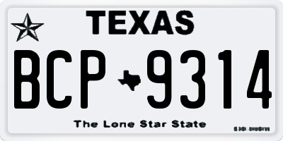 TX license plate BCP9314