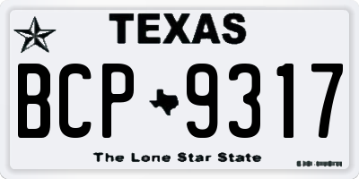TX license plate BCP9317