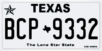 TX license plate BCP9332