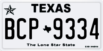 TX license plate BCP9334
