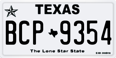 TX license plate BCP9354
