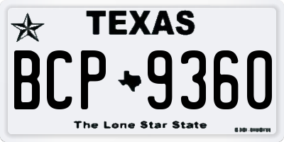 TX license plate BCP9360