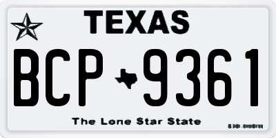 TX license plate BCP9361