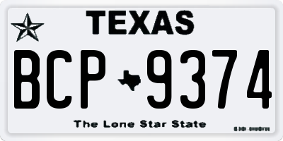 TX license plate BCP9374