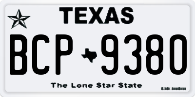 TX license plate BCP9380