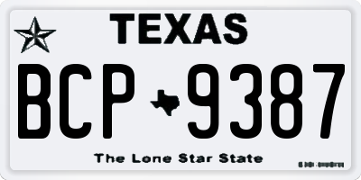 TX license plate BCP9387