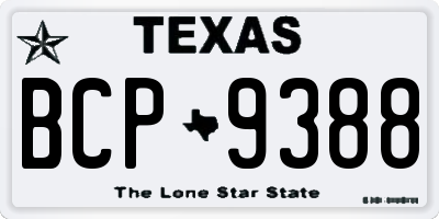 TX license plate BCP9388