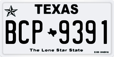 TX license plate BCP9391
