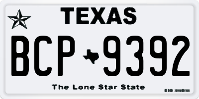 TX license plate BCP9392
