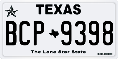 TX license plate BCP9398