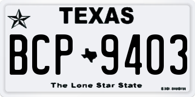 TX license plate BCP9403