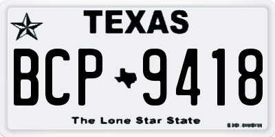 TX license plate BCP9418