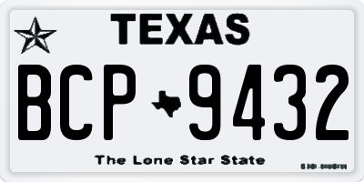 TX license plate BCP9432