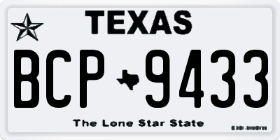 TX license plate BCP9433
