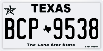 TX license plate BCP9538
