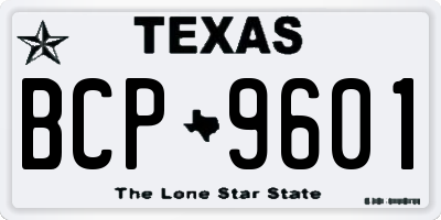 TX license plate BCP9601