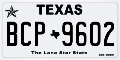 TX license plate BCP9602