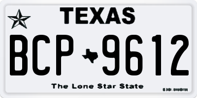 TX license plate BCP9612
