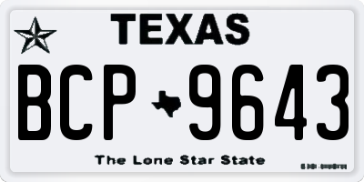 TX license plate BCP9643