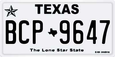 TX license plate BCP9647