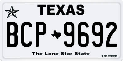 TX license plate BCP9692