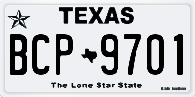 TX license plate BCP9701