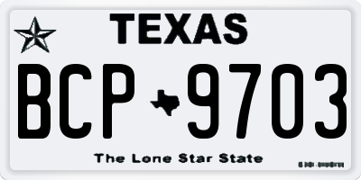 TX license plate BCP9703