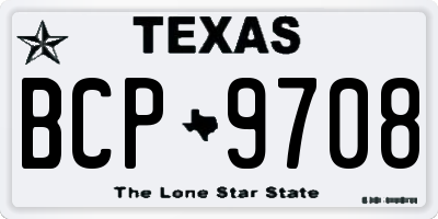 TX license plate BCP9708