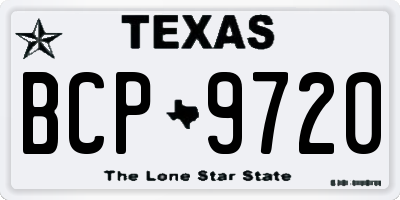 TX license plate BCP9720