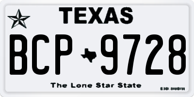TX license plate BCP9728