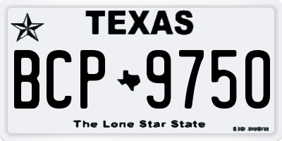 TX license plate BCP9750